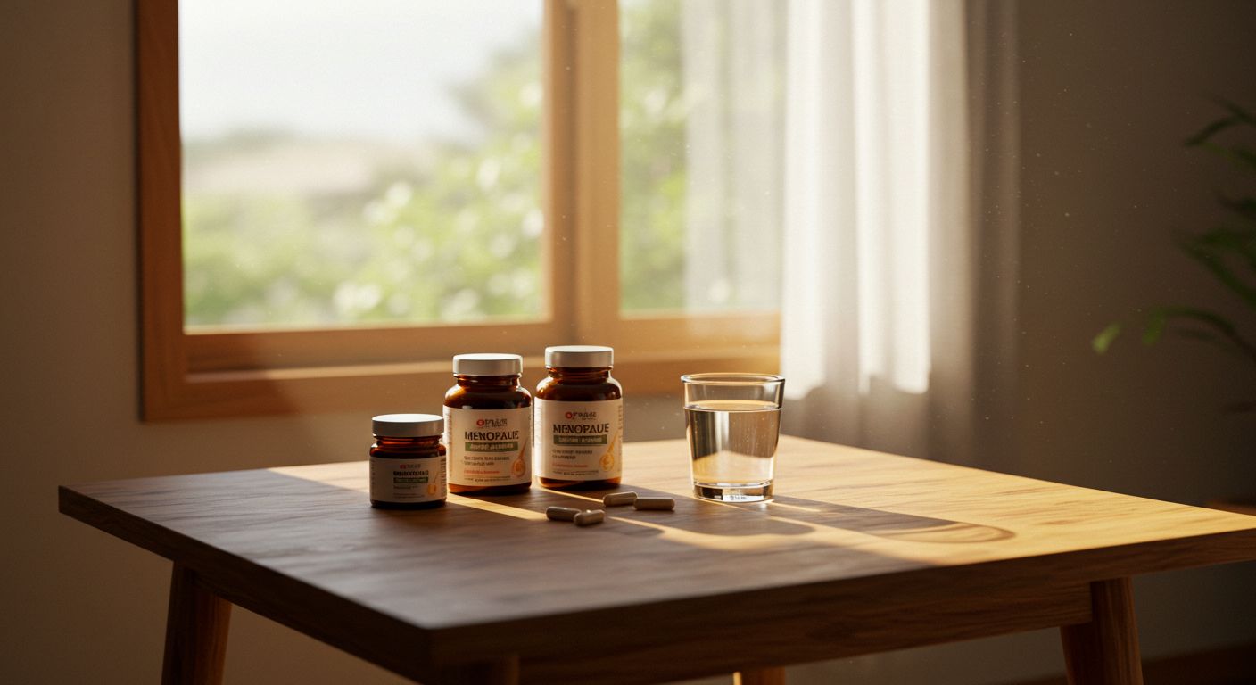 자연광 속 영양제 제품 테이블샷