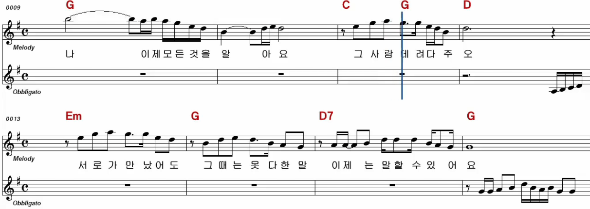 트윈걸스(바니걸스) 그 사람 데려다 주오 악보