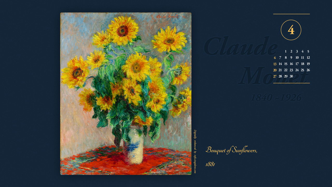 11 모네 해바라기 A - 2025년4월 노트북배경화면