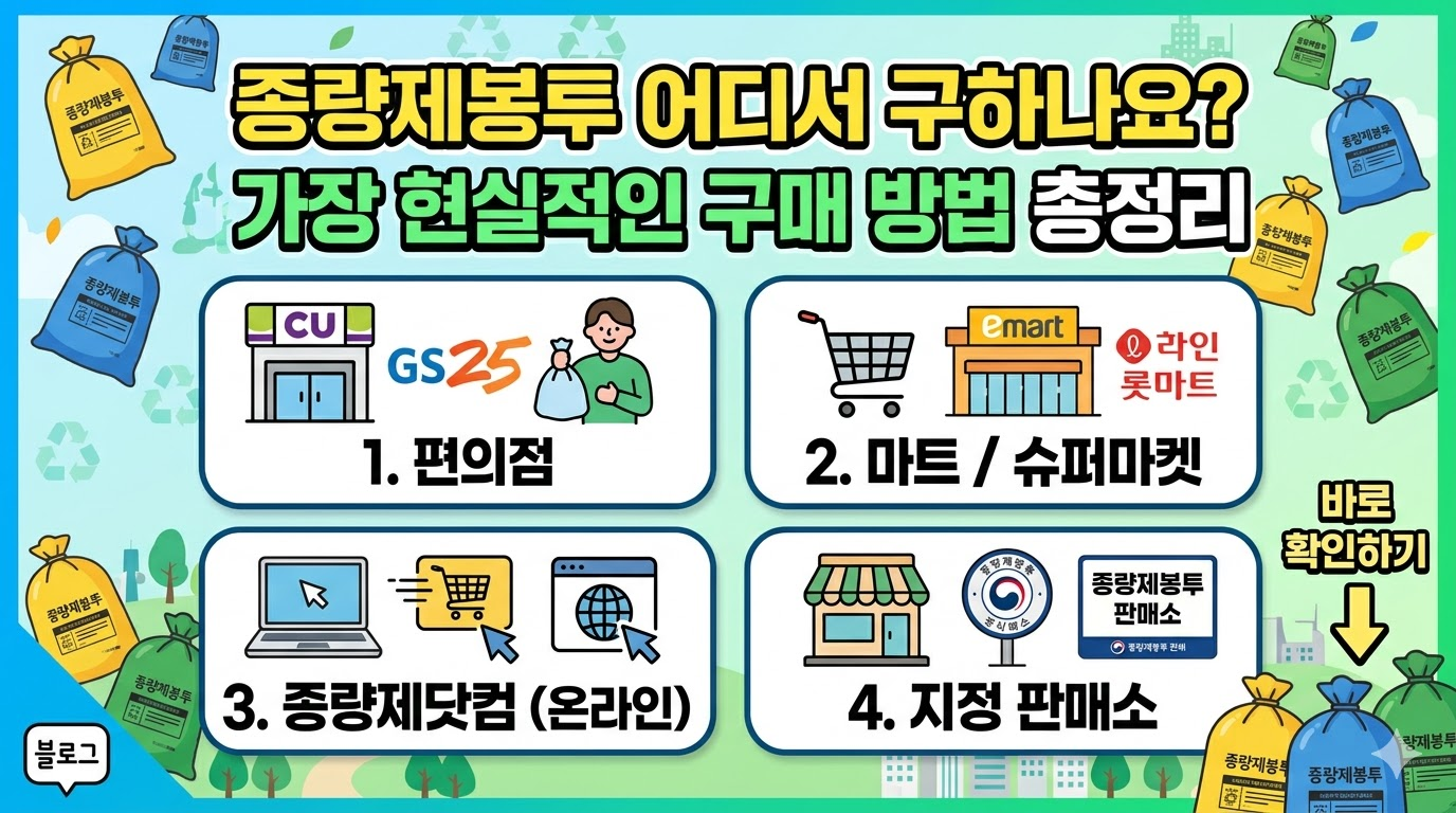 종량제봉투 어디서 구하나요? 편의점&middot;마트&middot;종량제닷컴&middot;지정판매소까지 가장 현실적인 구매 방법 총정리
