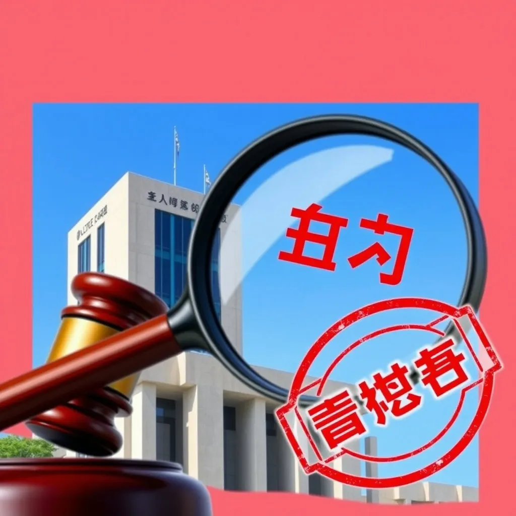 금융감독원이나 금융위원회 건물을 상징하는 이미지에 돋보기, 심판의 망치, 혹은 '제재'라고 적힌 스탬프 이미지를 합성하여 정부 기관의 강력한 조치를 암시합니다.