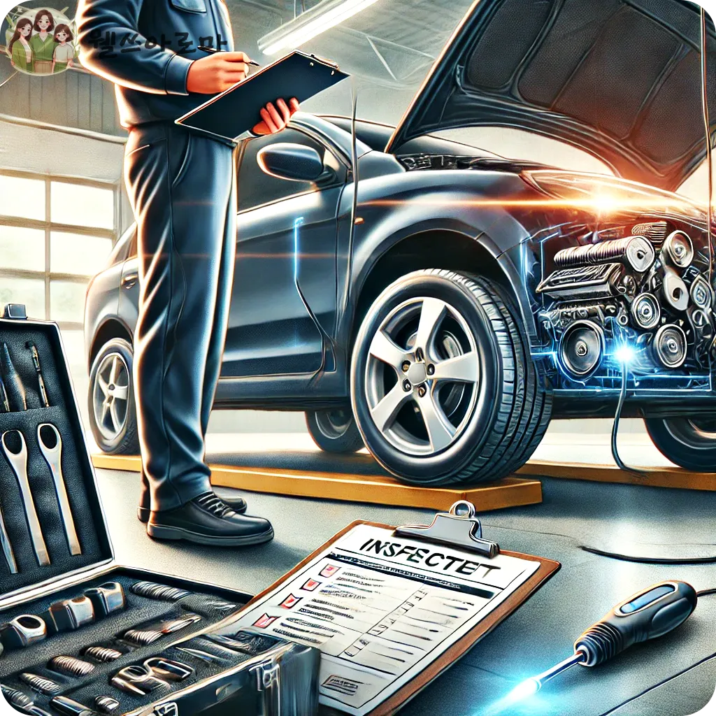 차량점검중-직원이서있는모습