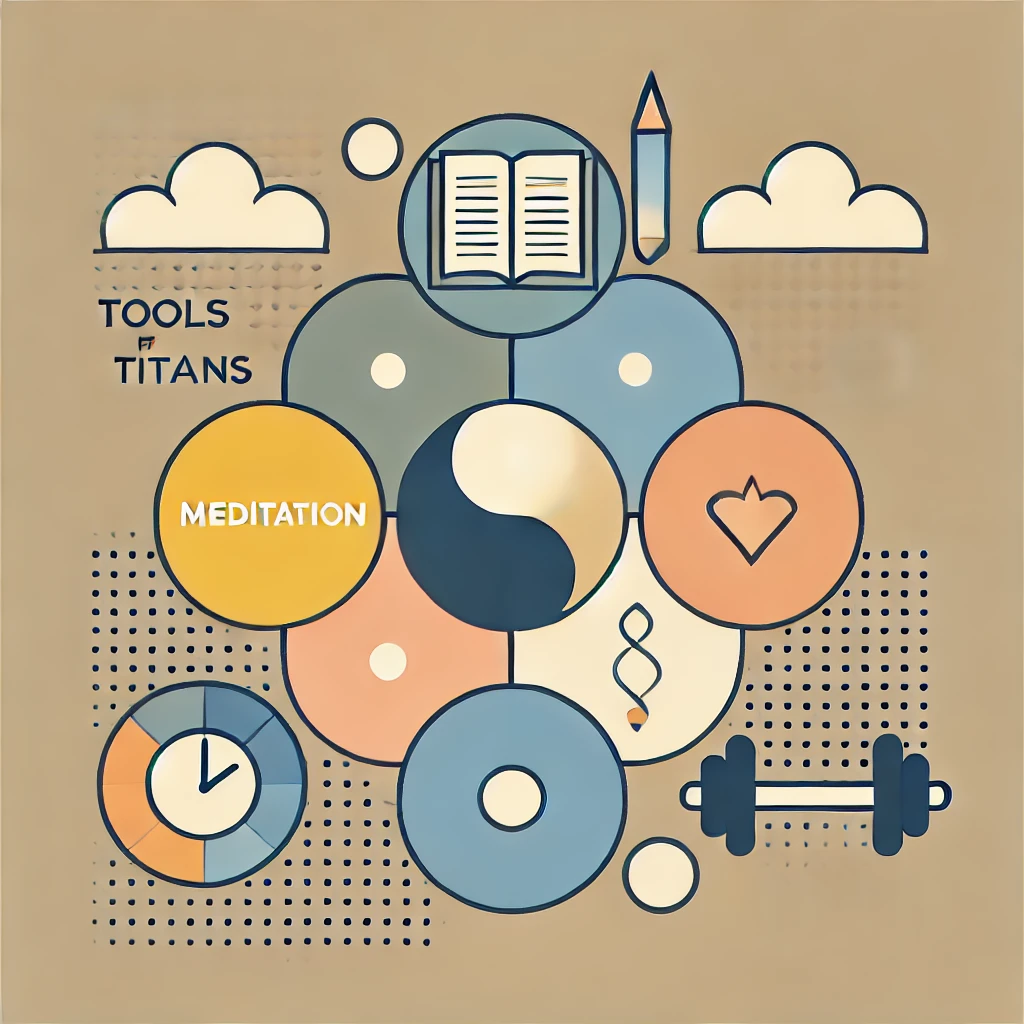 Image of a clean and minimalistic abstract art inspired by 'Tools of Titans' habits