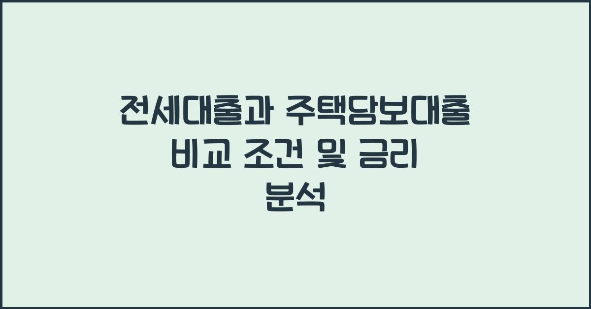 전세대출과 주택담보대출 비교  