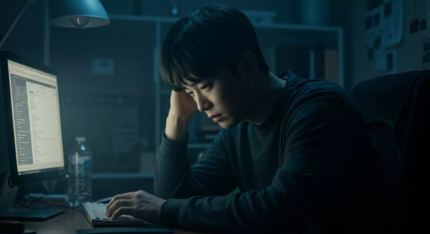 사이버 범죄로 고민하고 있는 소년