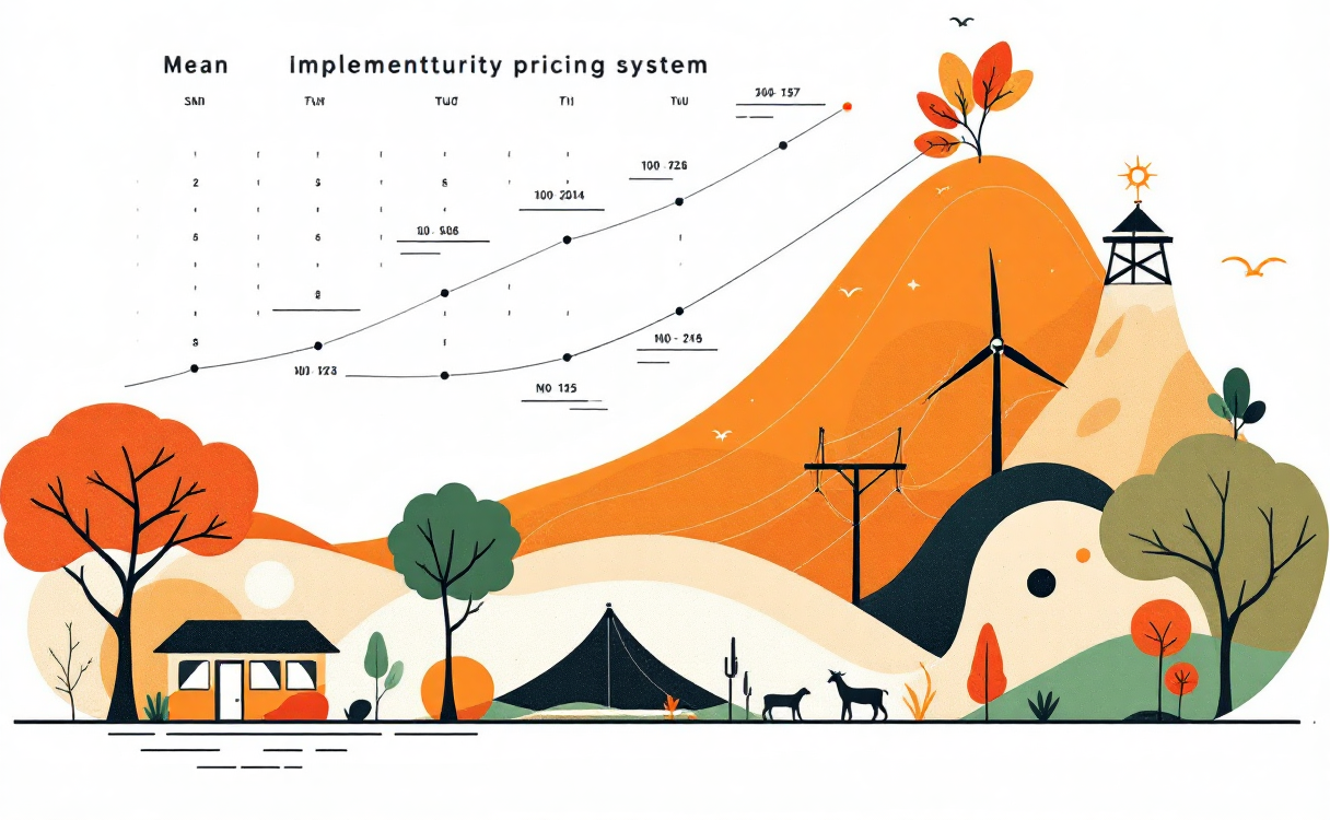 마을과 산 전신주 그리고 고도표시