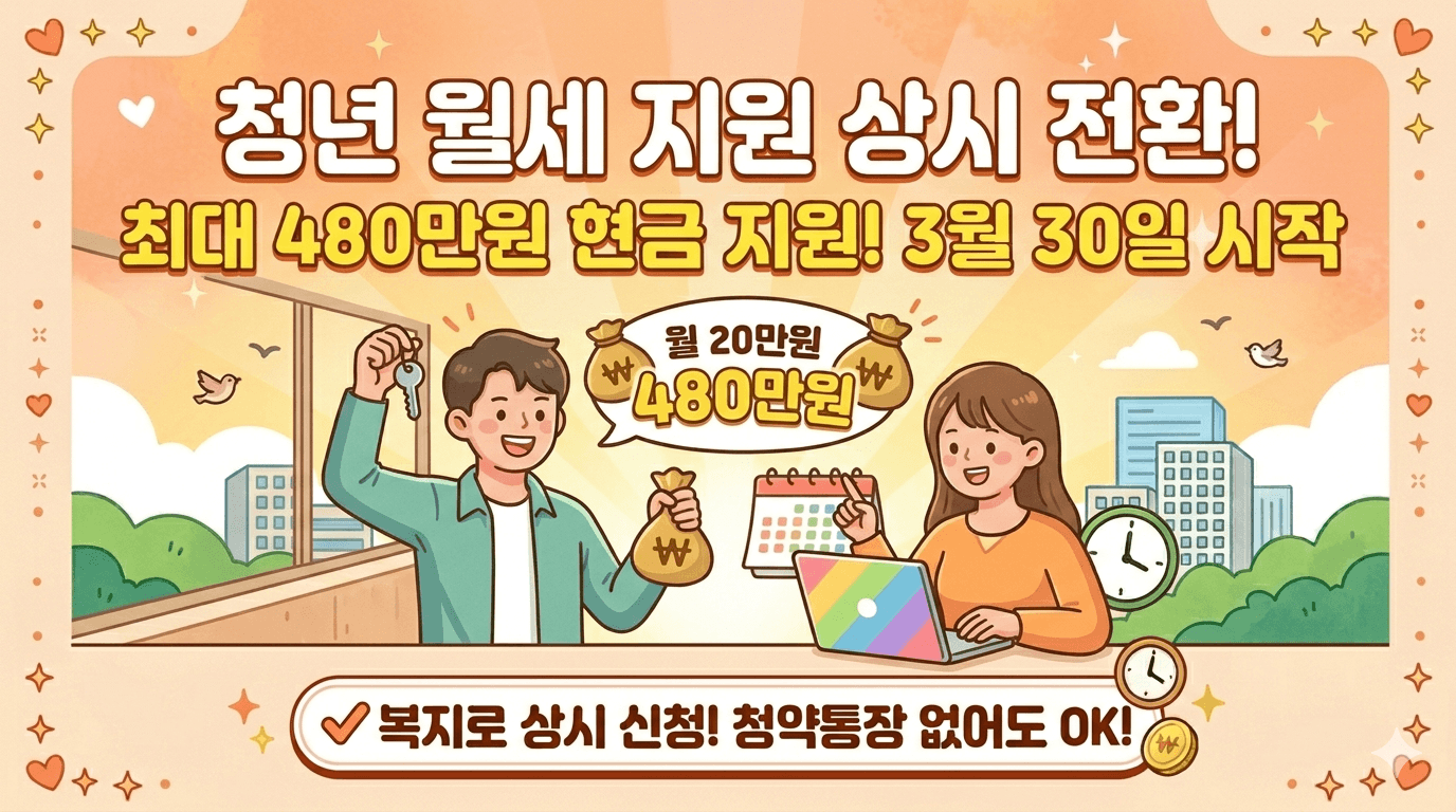 2026 청년월세지원 상시 신청 전환 &amp; 480만 원 혜택 총정리