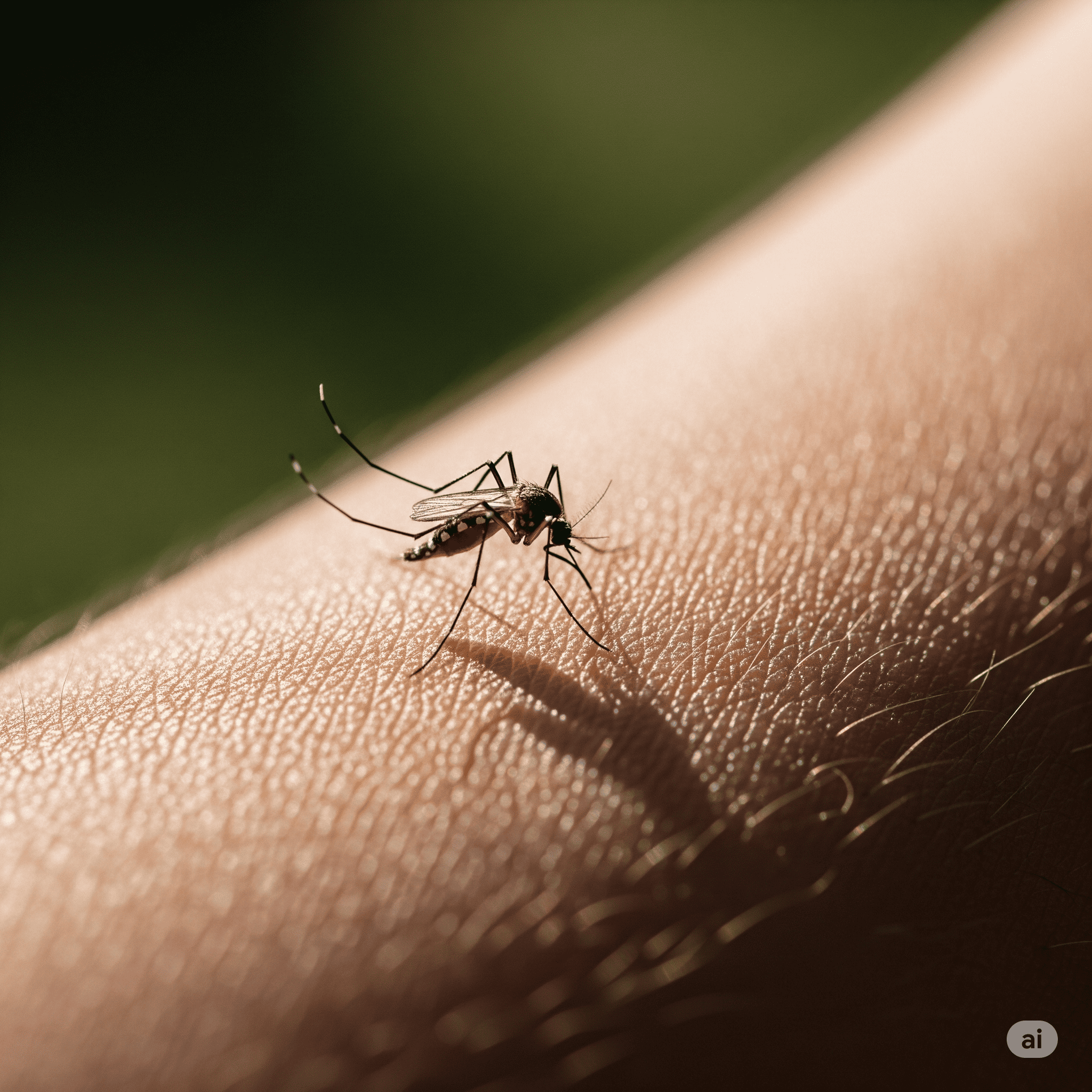 모기가 팔에 앉은 모습