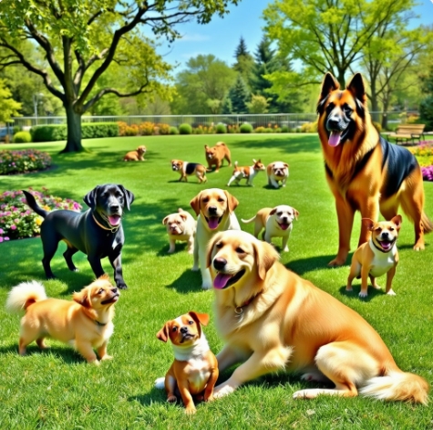 인기 반려견 품종이 함께 있는 모습