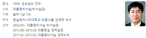 김대기 비서실장 프로필 