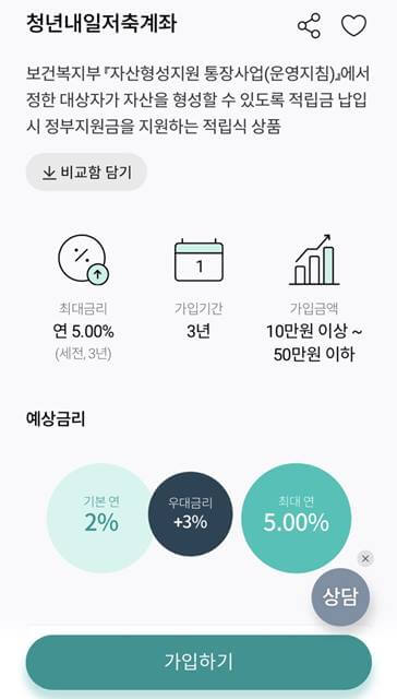 청년내일저축계좌 하나은행 가입방법