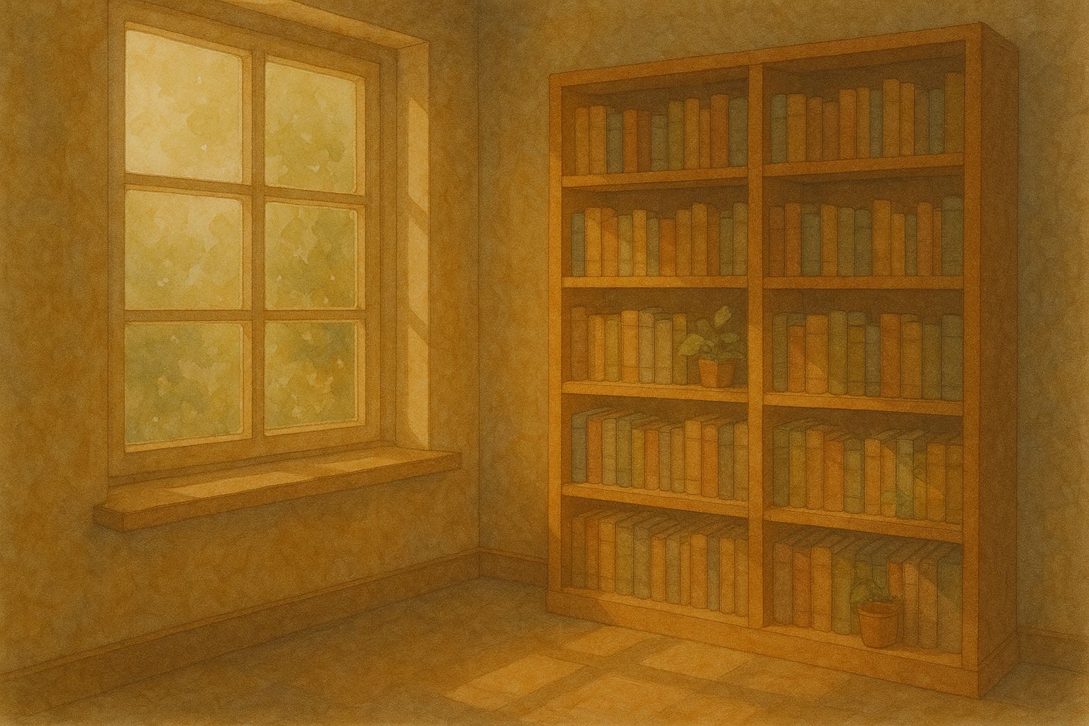 햇살이 드는 책장 있는 방