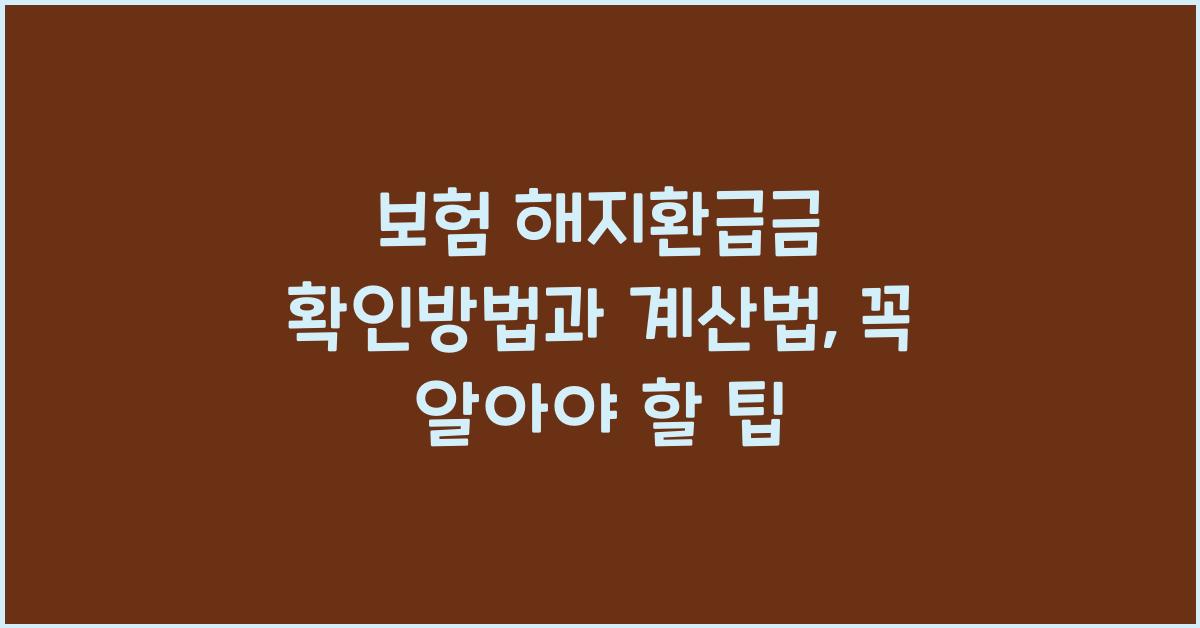 보험 해지환급금 확인방법