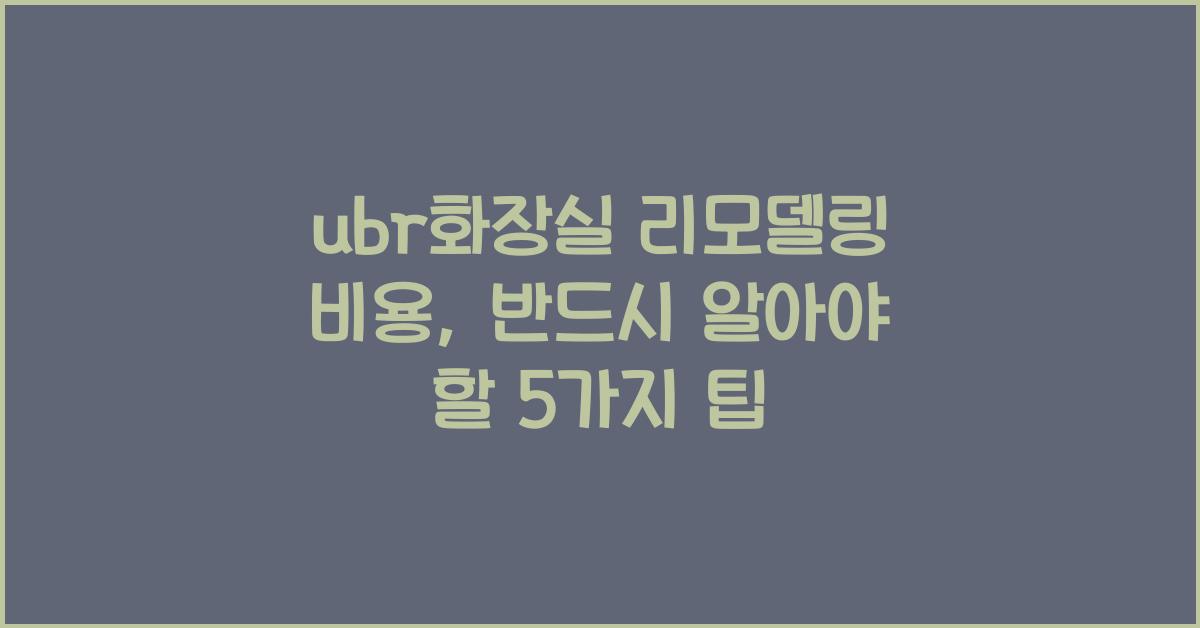 ubr화장실 리모델링 비용