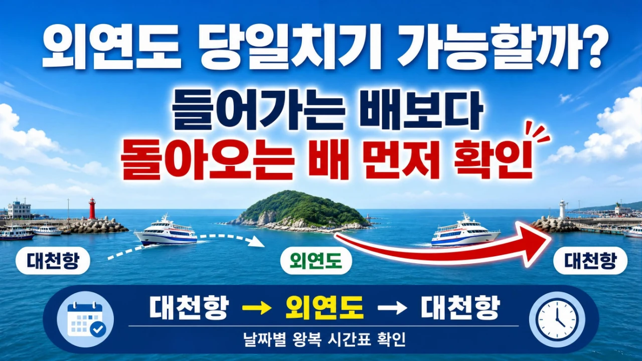 외연도 당일치기 대천항 출항편과 외연도 귀항편 확인 방법 안내 이미지