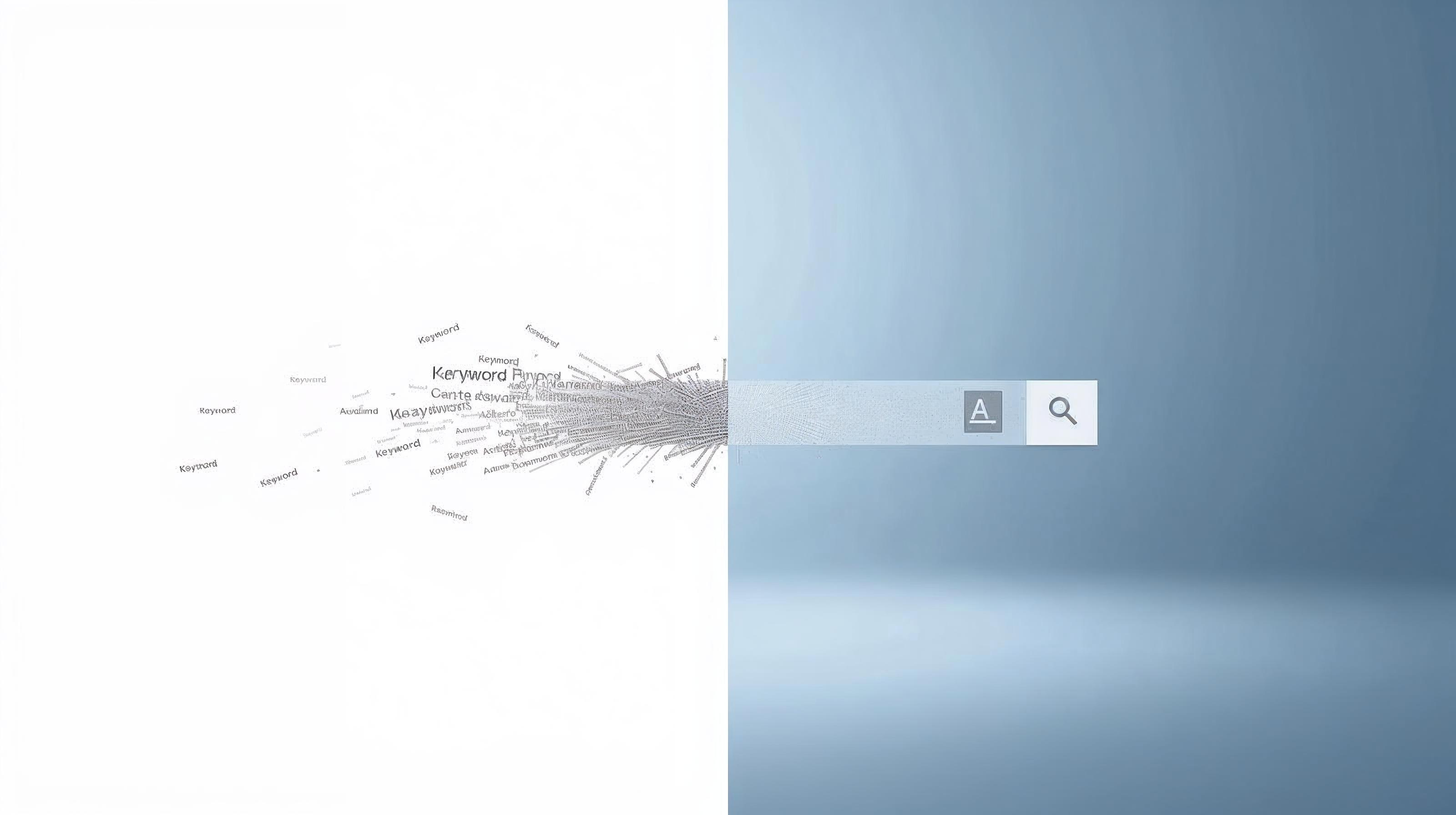 검색창과 키워드가 흐릿하게 겹쳐진 이미지, 기존 검색에서 AI 기반 답변 중심 정보 탐색으로 전환되는 변화를 상징함