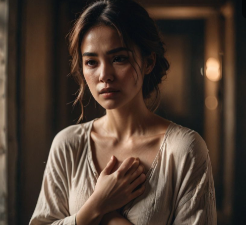 가슴이 답답한 여성