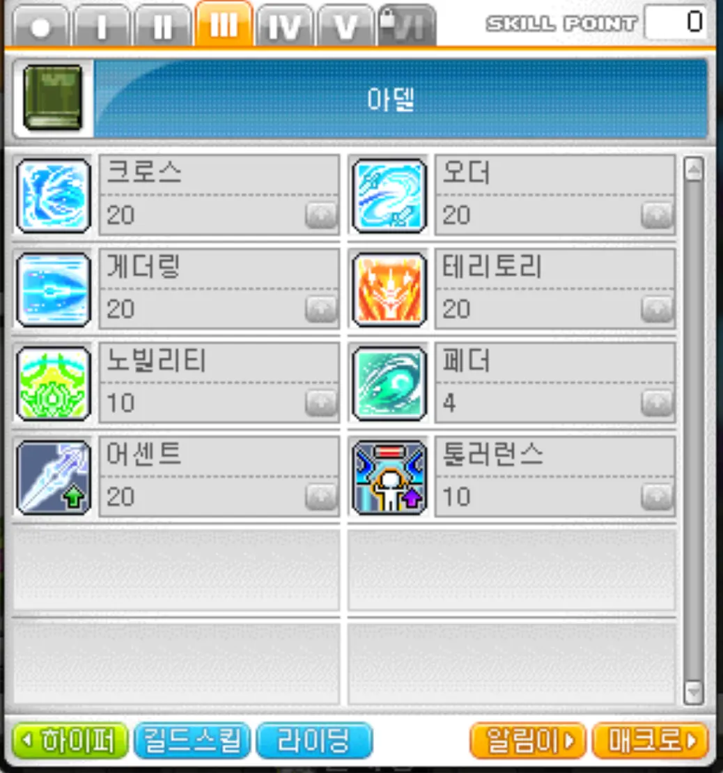 메이플스토리 아델 3차 스킬트리