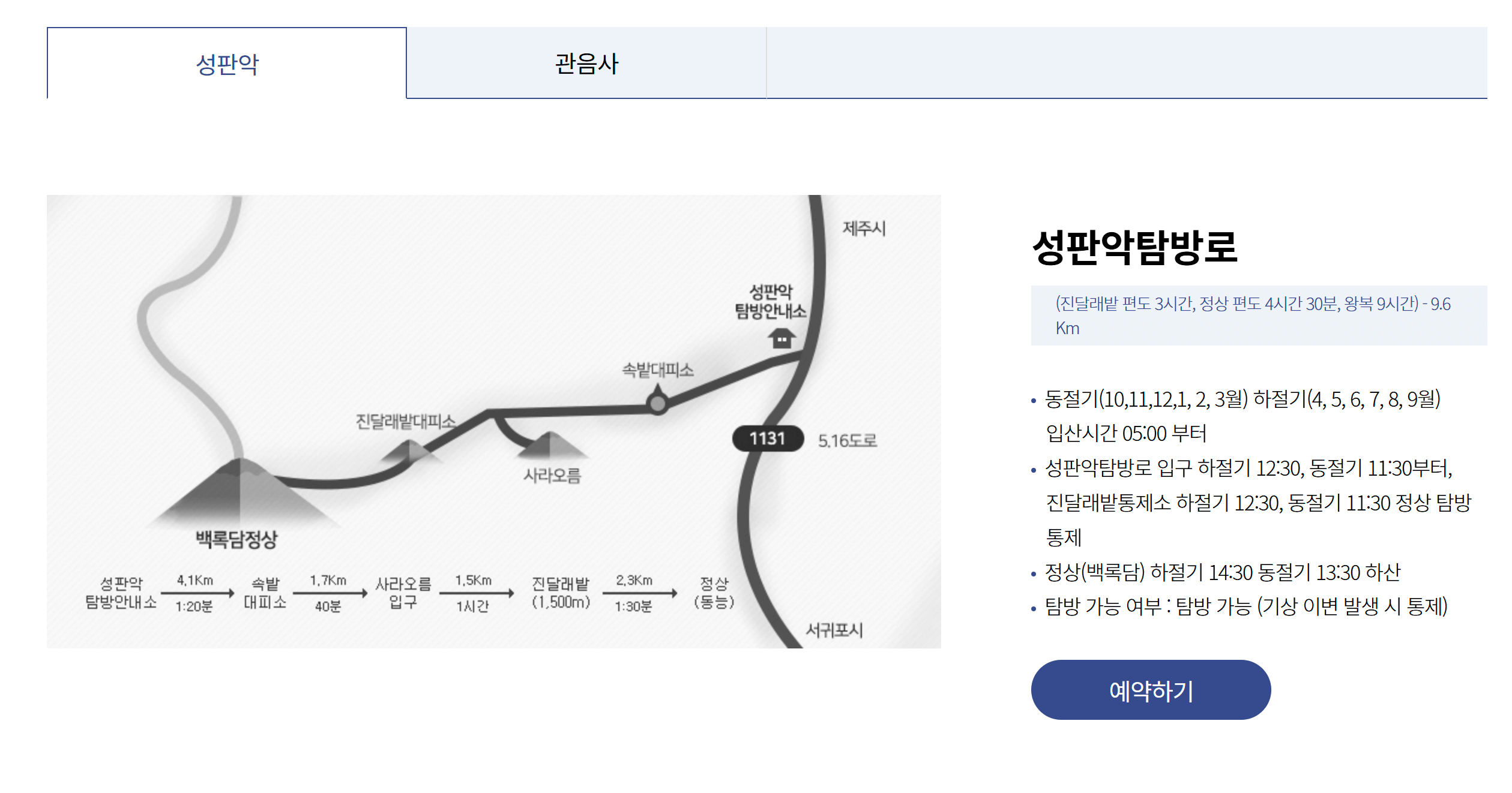 한라산 탐방 예약
