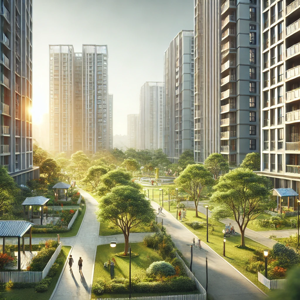 주거급여를 통해 안정된 주거 생활을 상징적으로 나타내는 아파트 단지