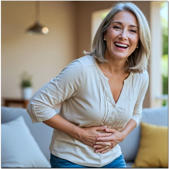 구아검가수분해물 효능 소화기 건강, 속이 편해 즐거운 여성 사진