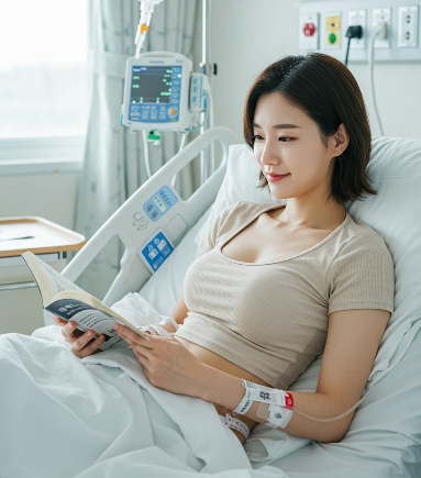 맹장수술 후 회복기간을 보내는 여성 3