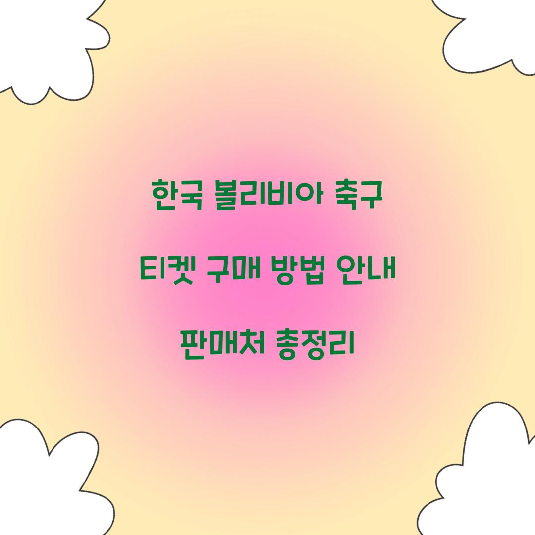 한국 볼리비아 축구 티켓