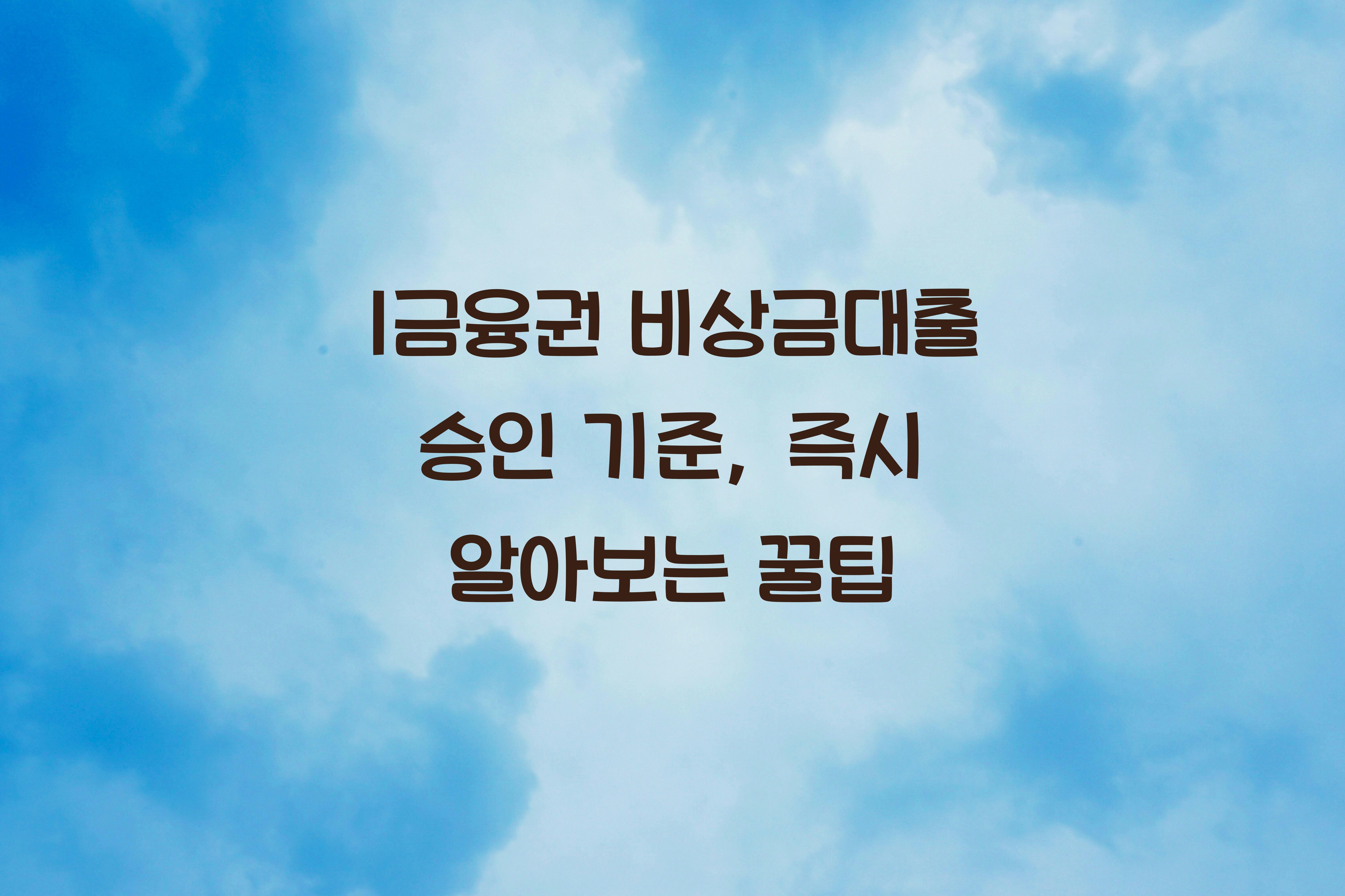 1금융권 비상금대출 승인 기준