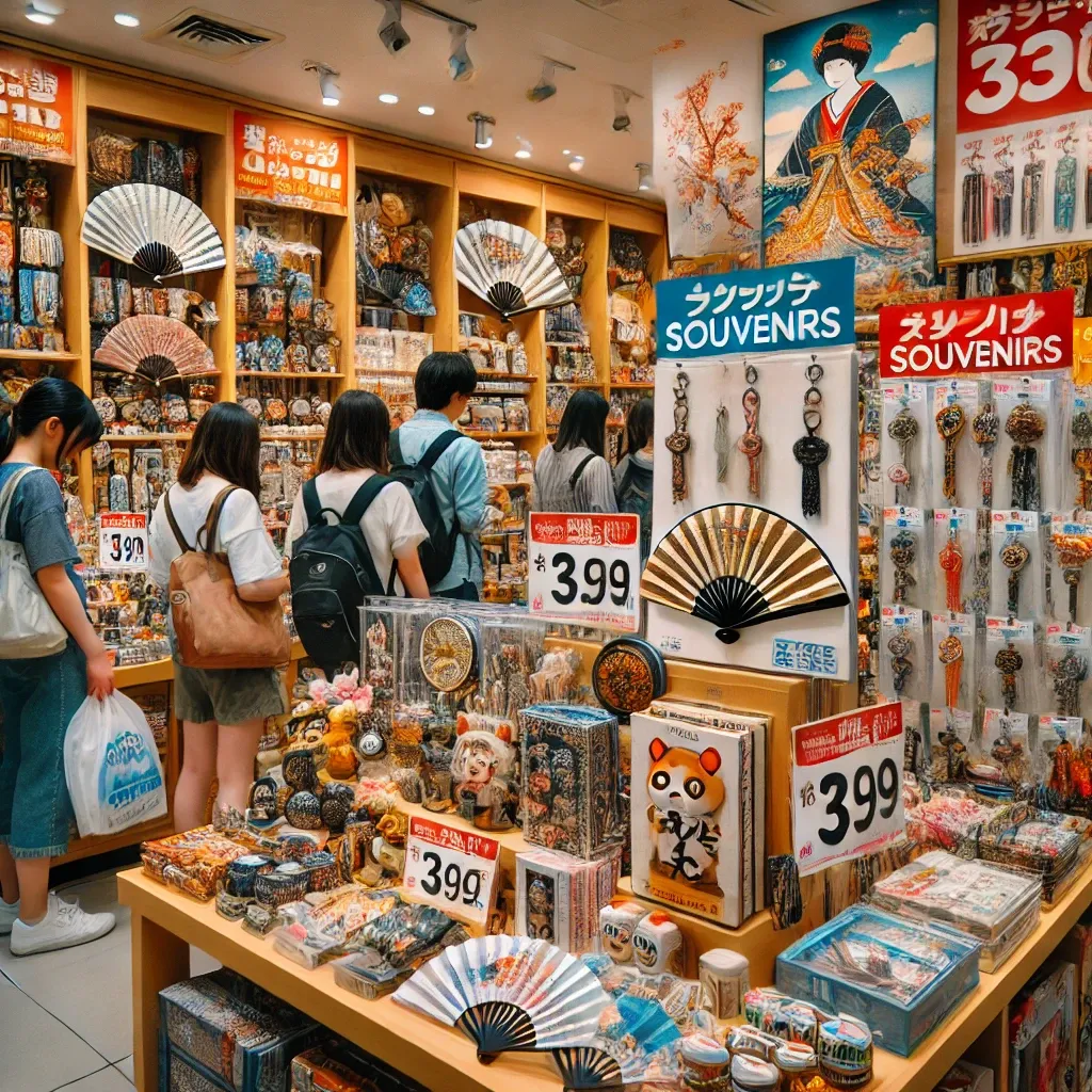 일본 돈키호테 매장의 일본 테마 기념품 코너