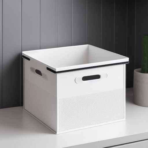 검은색 테두리가 있는 흰색 수납상자 이미지