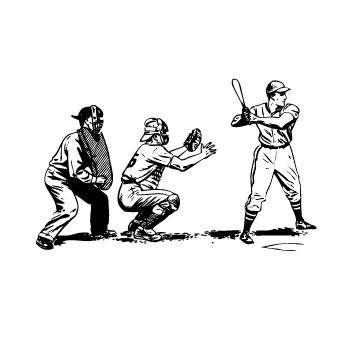 야구선수 중 타자와 포수, 심판이 있는 그림