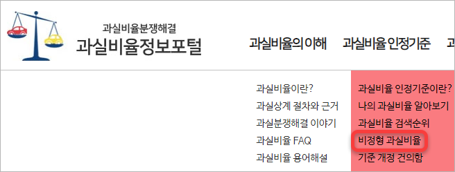 비정형 과실비율 메뉴