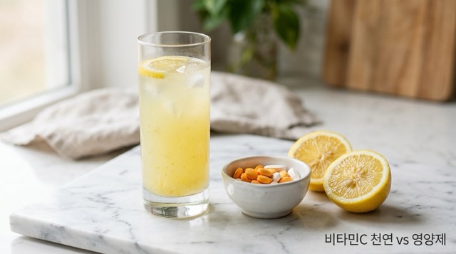 레몬즙 한 컵과 비타민C 영양제 비교