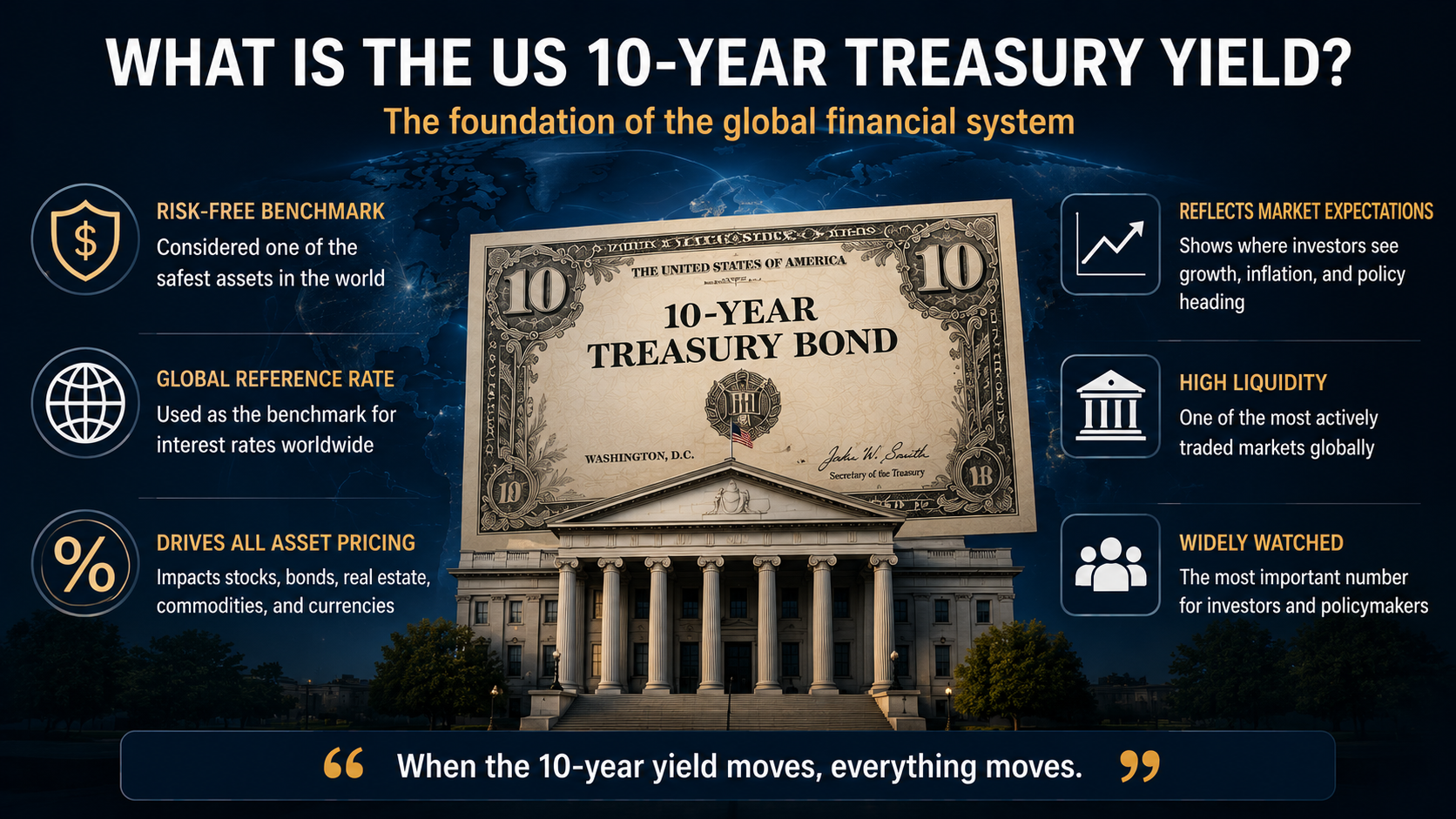 US 10-Year Treasury Yield explained as the global benchmark interest rate and risk-free asset