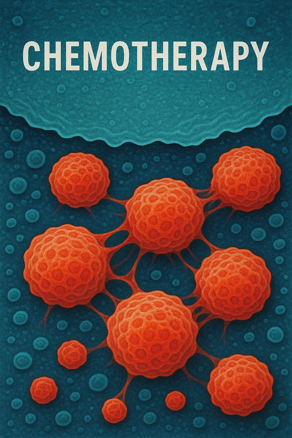 항암: 세포 이미지를 통해 세포 증식이 억제되는 시각적인 표현 (비유적인 이미지)