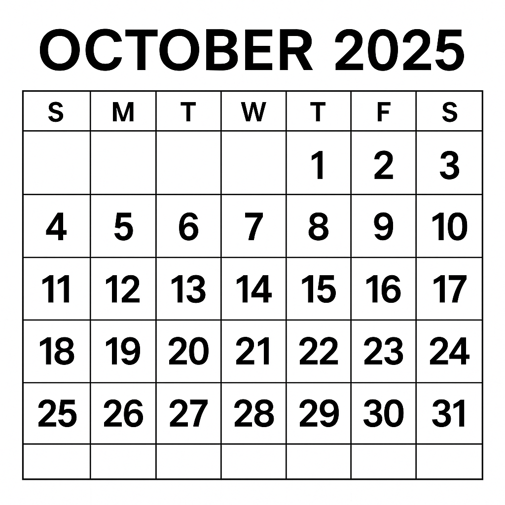 2025년 10월 달력