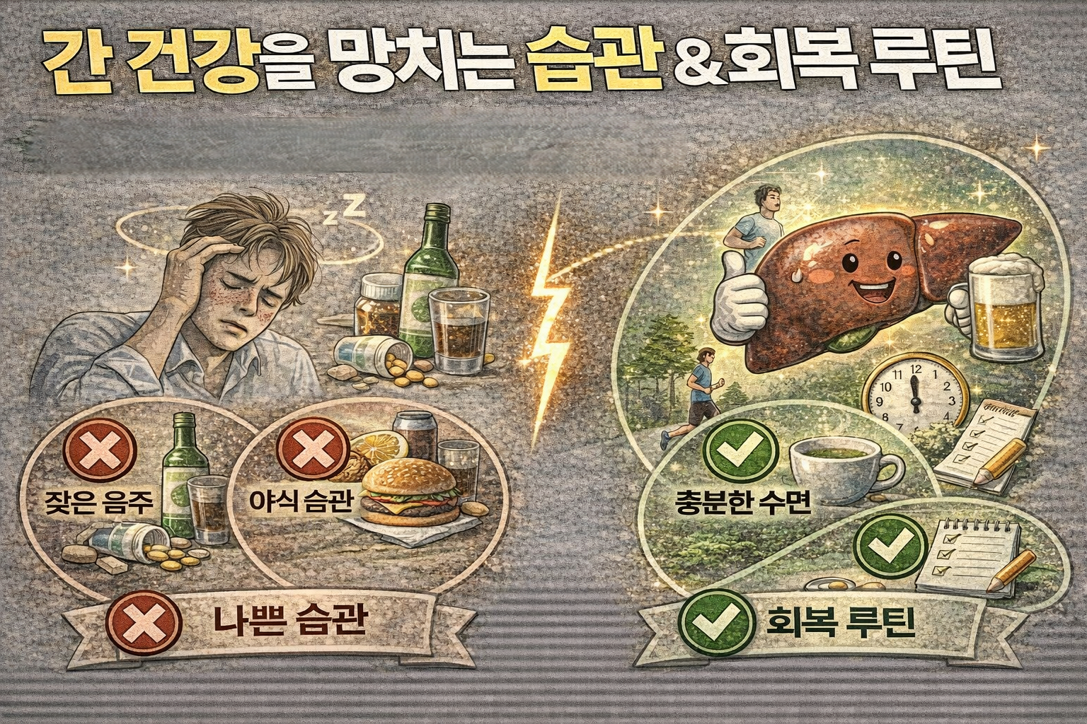 간 건강을 망치는 습관 &amp; 회복 루틴 / 무심코 반복하는 생활이 간을 지치게 만드는 이유