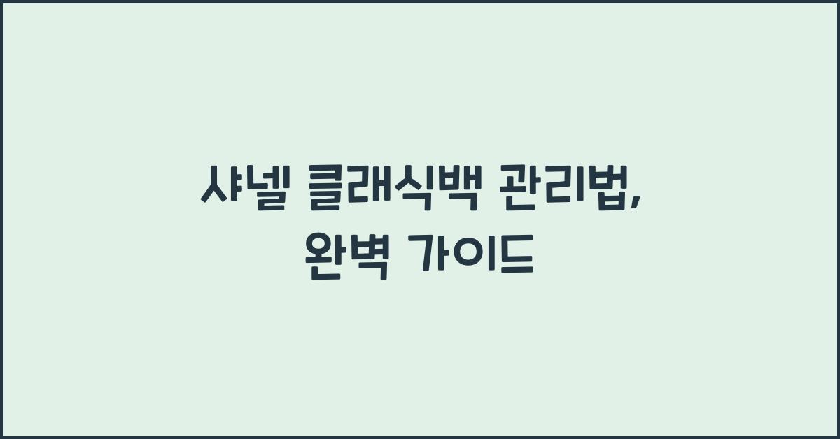 샤넬 클래식백 관리법