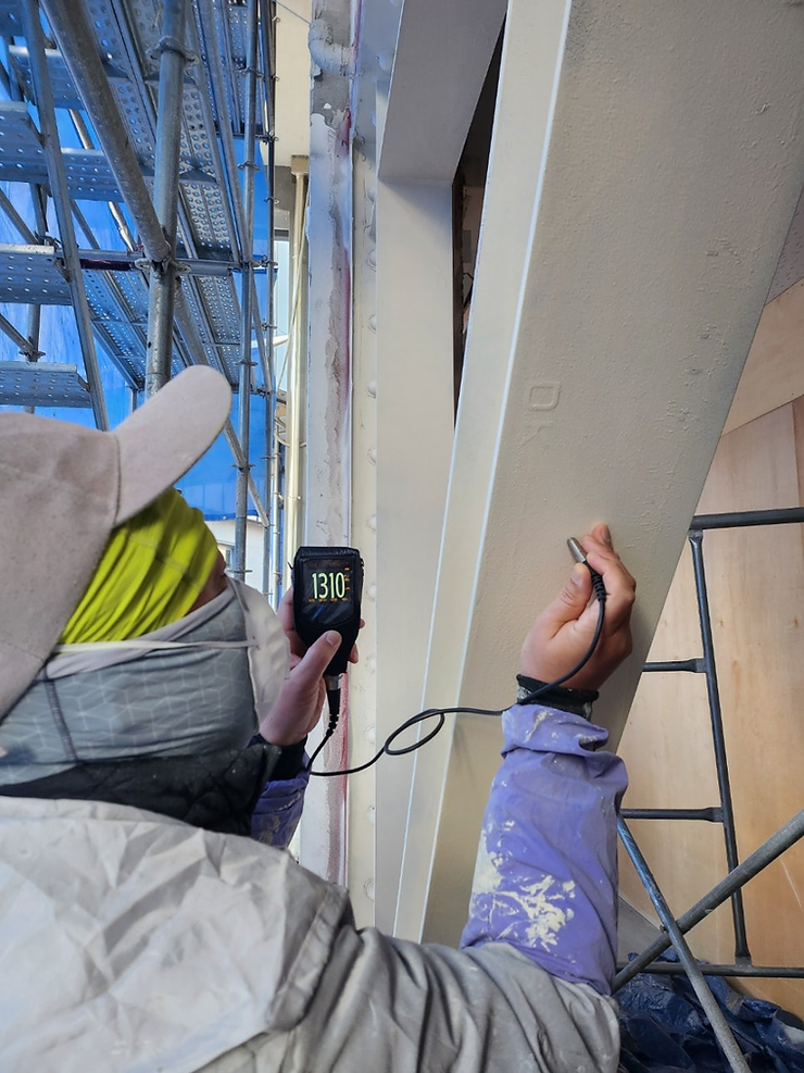 내화페인트 검측 중