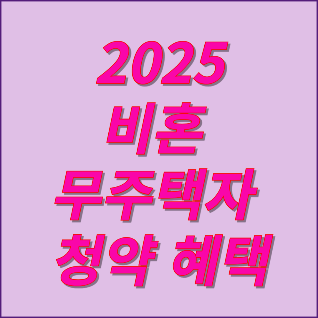 2025 비혼 무주택자 청약 혜택