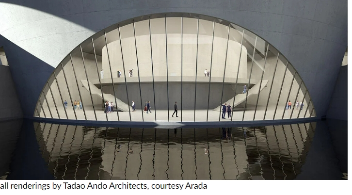 안도 타다오의 인도 플로팅 조각 공연예술센터 Tadao ando's II teatro performance arts center in sharjah houses a floating cultural plaza