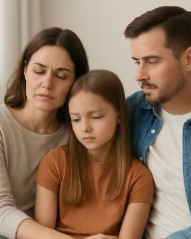 스트레스 받은 가족 사진