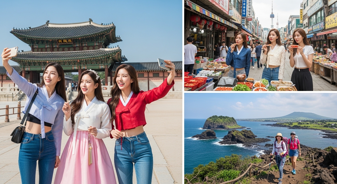 국내 여행을 하고있는 여자들