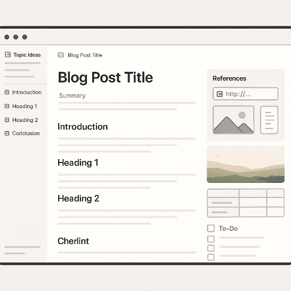 글 작성과 자료 정리 페이지 구성 사진