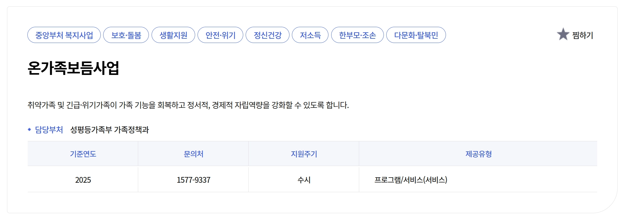 온가족보듬사업신청자격 및 무료지원 받는방법