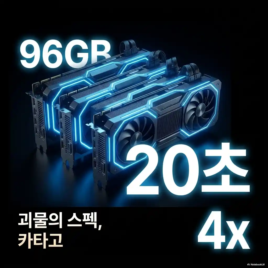 96GB GPU 20개를 활용하는 카타고 AI의 연산 성능을 표현한 이미지