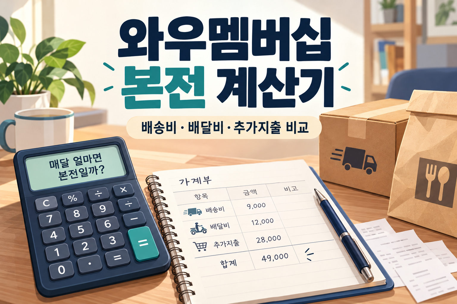 와우멤버십 본전 계산기 - 배송비·쿠팡이츠 할인으로 월회비를 회수할까?