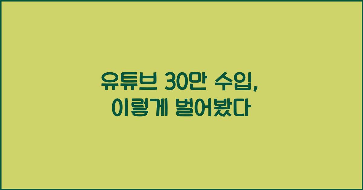 유튜브 30만 수입