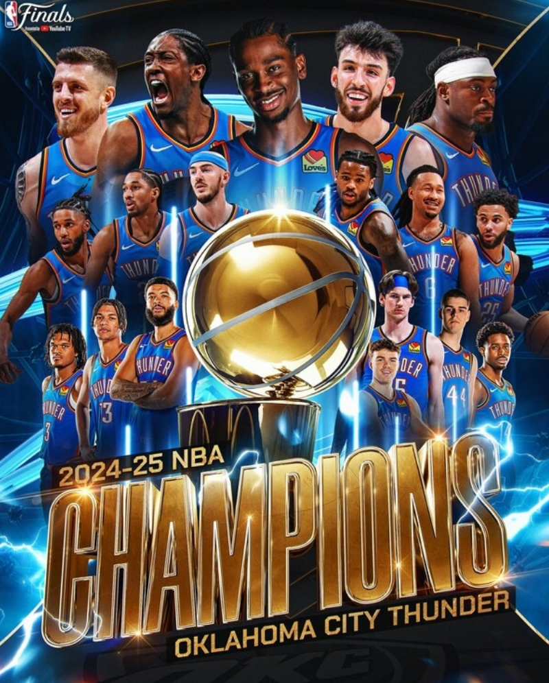 오클라호마시티 썬더, 창단 첫 NBA 우승! 길저스알렉산더 파이널 MVP