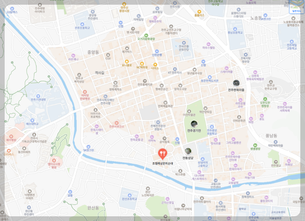 전주 남부시장 주차장 지도